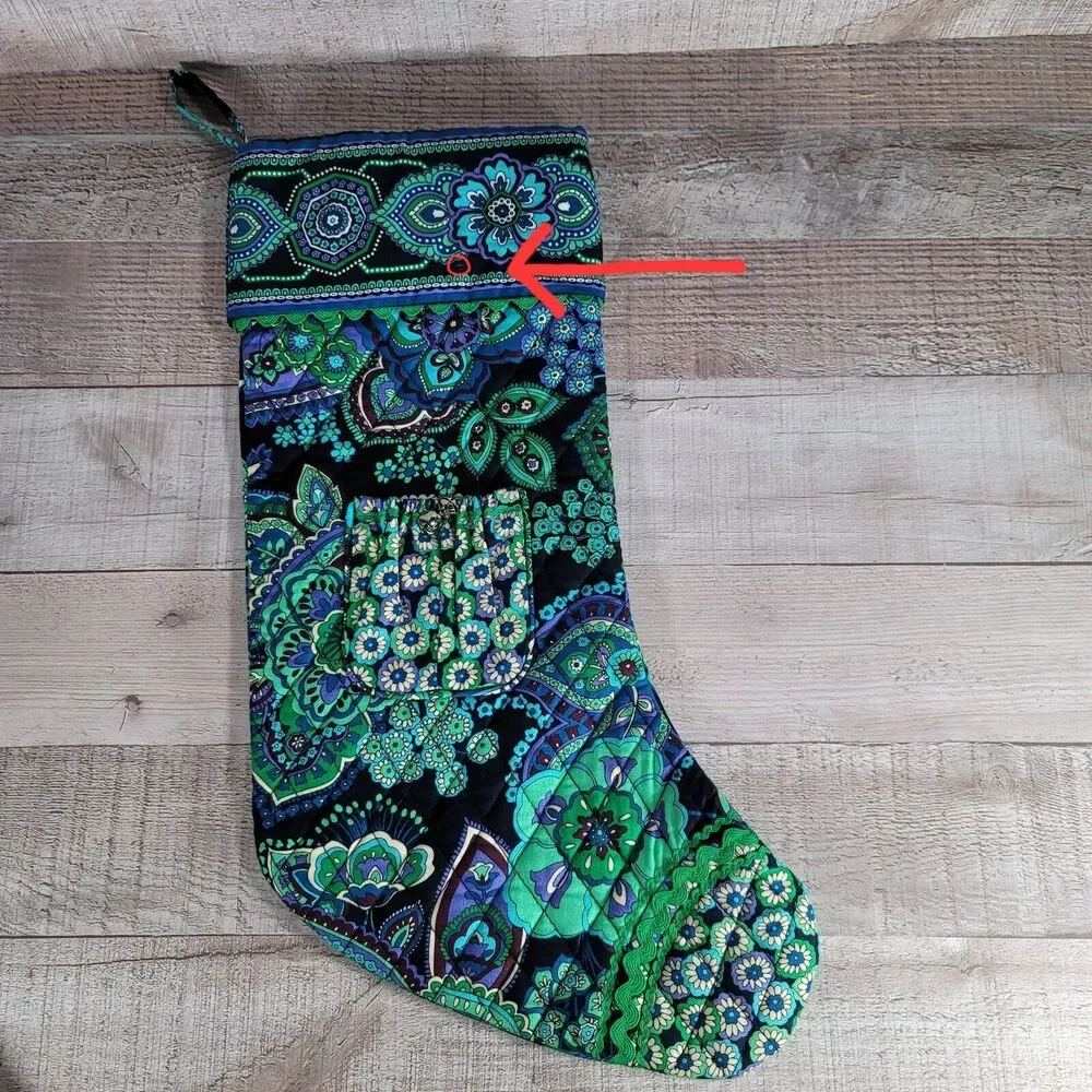 Vera Bradley Christmas Stocking Holiday BLUE RHAPSODY Paisley Mandala Pocket
